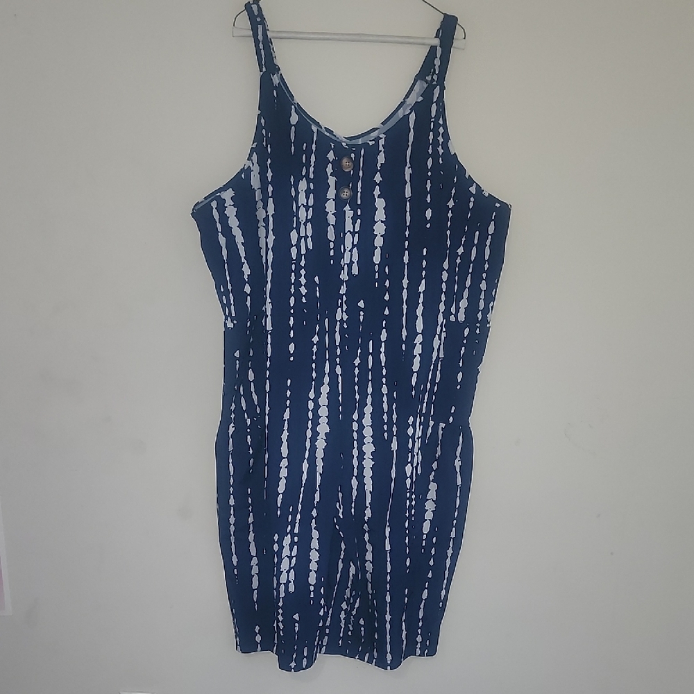 Shein Curve Womens Romper Blue and White Striped Jumpsuit Womens One Piece